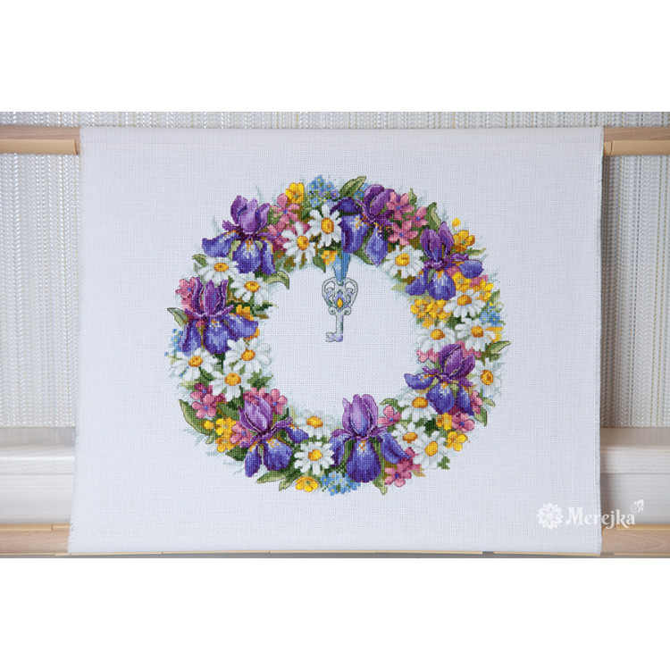 (image for) Wreath With Irises Counted Cross Stitch Kit